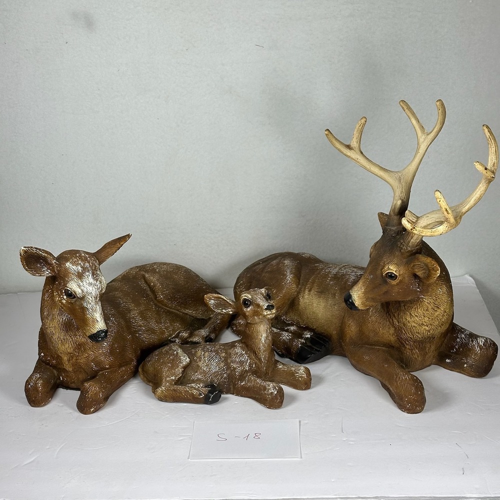 HOMCO Resin Deer Family Figurine Set Buck Doe Fawn Rustic Lodge Decor 3 Pieces